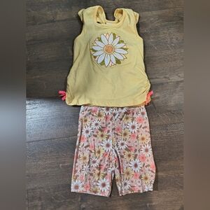 Little Lass Yellow and Pink Floral Matching Set 6x